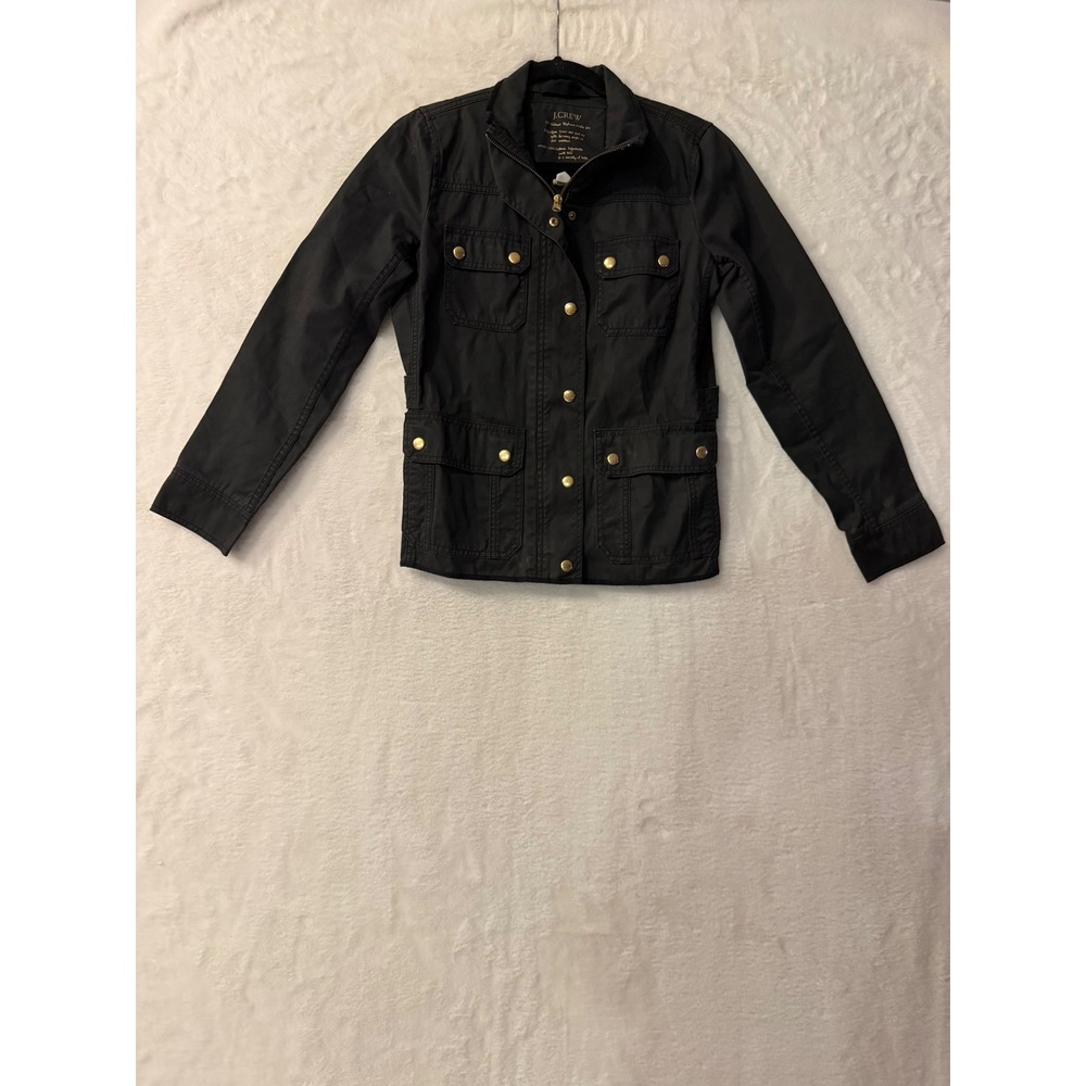 J.Crew Relaxed Boyfriend Fieldโ Jacket Black Cotton Utility XS 27584 FA10